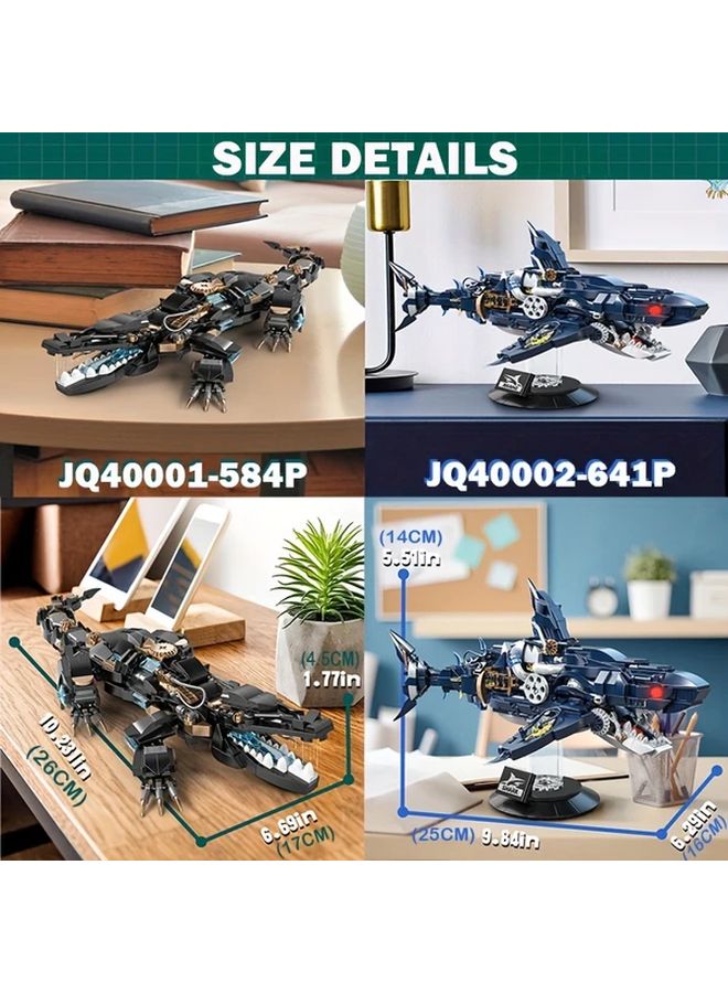 JQ40002 641P Mechanical Shark Crocodile Building Blocks Set 1225 Pcs Ocean Animal Model - Image 2